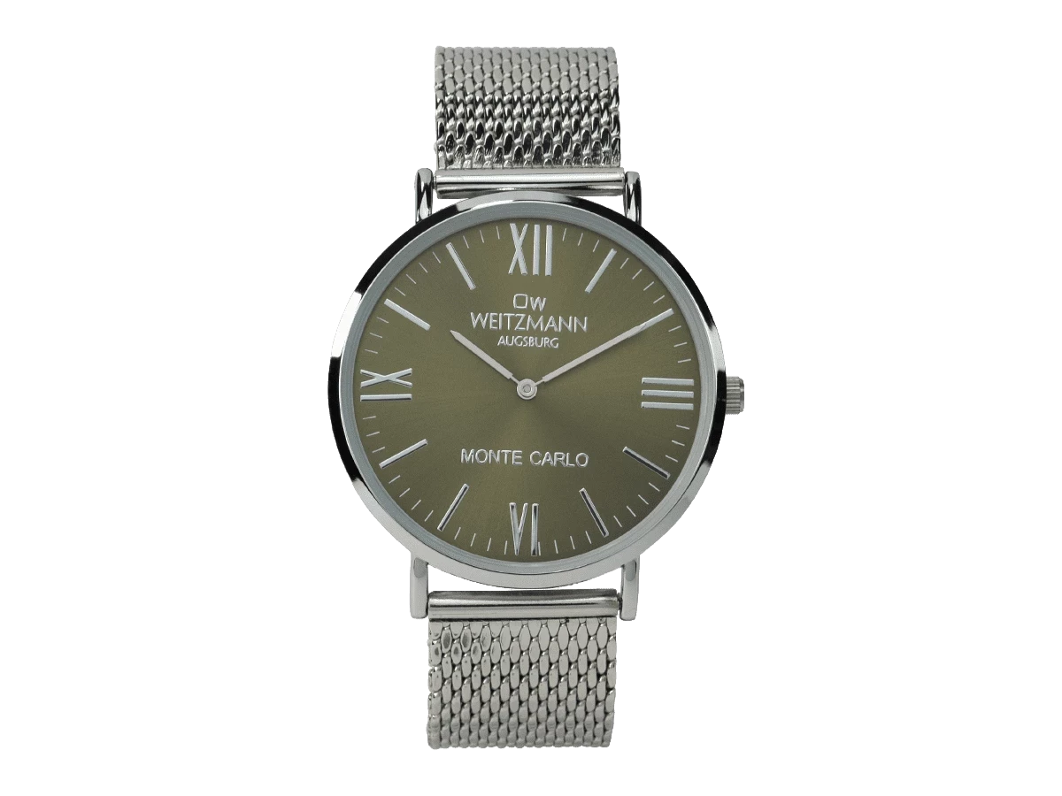 Bundle 1 • Herren-Uhren /// Cool, attraktive Trend-Uhr, gold, Echtlederband braun / Monte Carlo, topaktuelle Mode-Uhr, mit olivgrünem Zifferblatt, mit Milanaise-Band / Geschenkt dazu: Speed, aktuelle Unisex Armband-Uhr, gestreiftes Natoband, gelbe Lünette - Bild 8