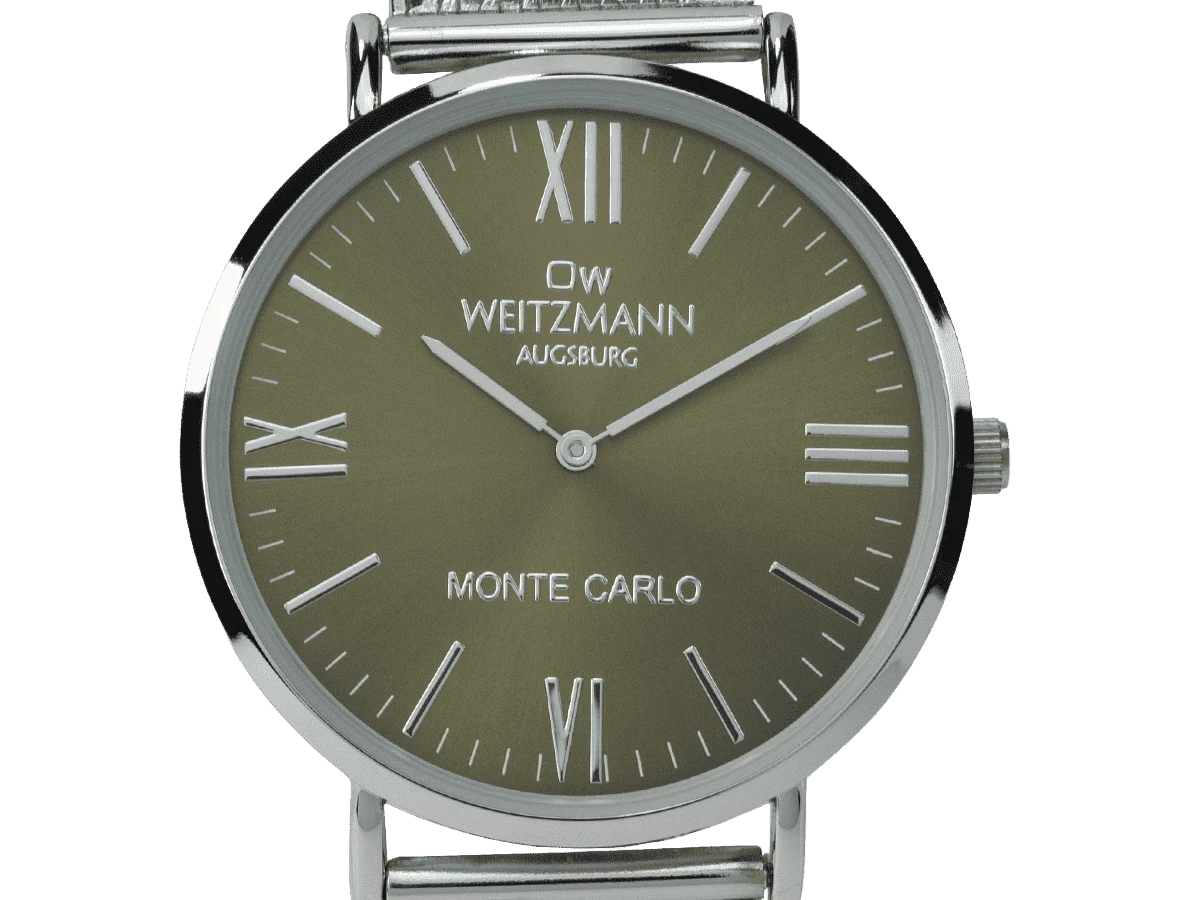 Bundle 1 • Herren-Uhren /// Cool, attraktive Trend-Uhr, gold, Echtlederband braun / Monte Carlo, topaktuelle Mode-Uhr, mit olivgrünem Zifferblatt, mit Milanaise-Band / Geschenkt dazu: Speed, aktuelle Unisex Armband-Uhr, gestreiftes Natoband, gelbe Lünette - Bild 9