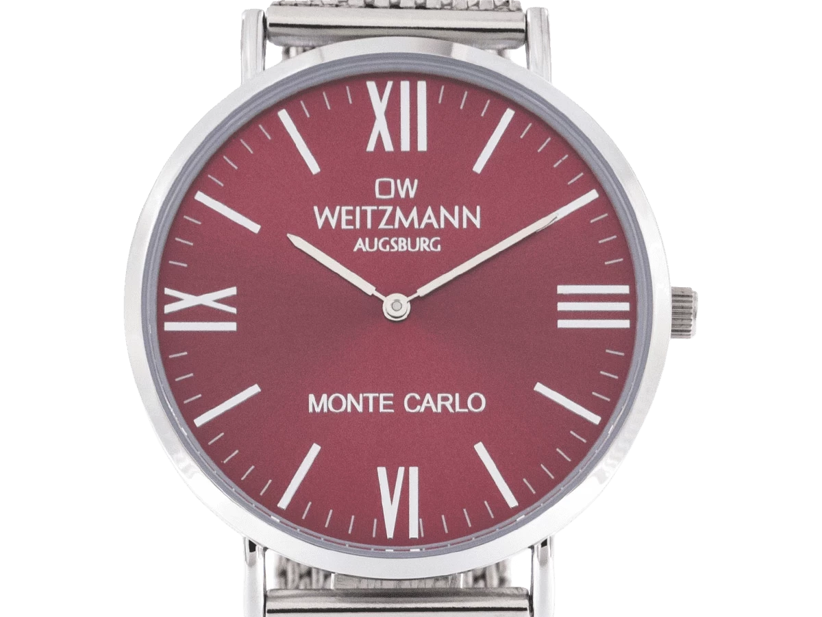 Bundle 2 • Herren-Uhren /// Cool, attraktive Trend-Uhr, gold, Echtlederband olive / Monte Carlo, topaktuelle Mode-Uhr, mit rotem Ziffernblatt, mit Milanaise-Band / Geschenkt dazu: Speed, aktuelle Unisex Armband-Uhr, gestreiftes Natoband, rosa Lünette - Bild 9