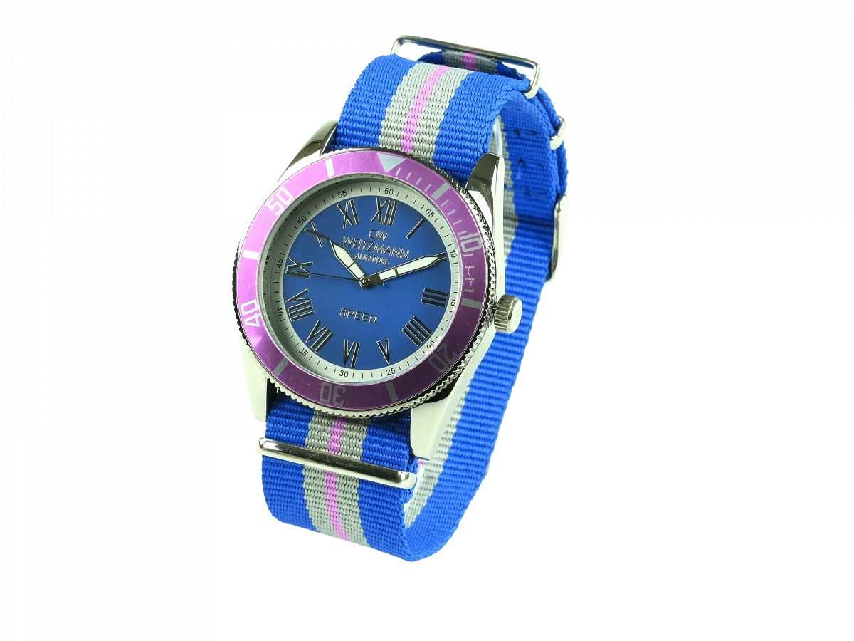 Bundle 2 • Herren-Uhren /// Cool, attraktive Trend-Uhr, gold, Echtlederband olive / Monte Carlo, topaktuelle Mode-Uhr, mit rotem Ziffernblatt, mit Milanaise-Band / Geschenkt dazu: Speed, aktuelle Unisex Armband-Uhr, gestreiftes Natoband, rosa Lünette - Bild 15