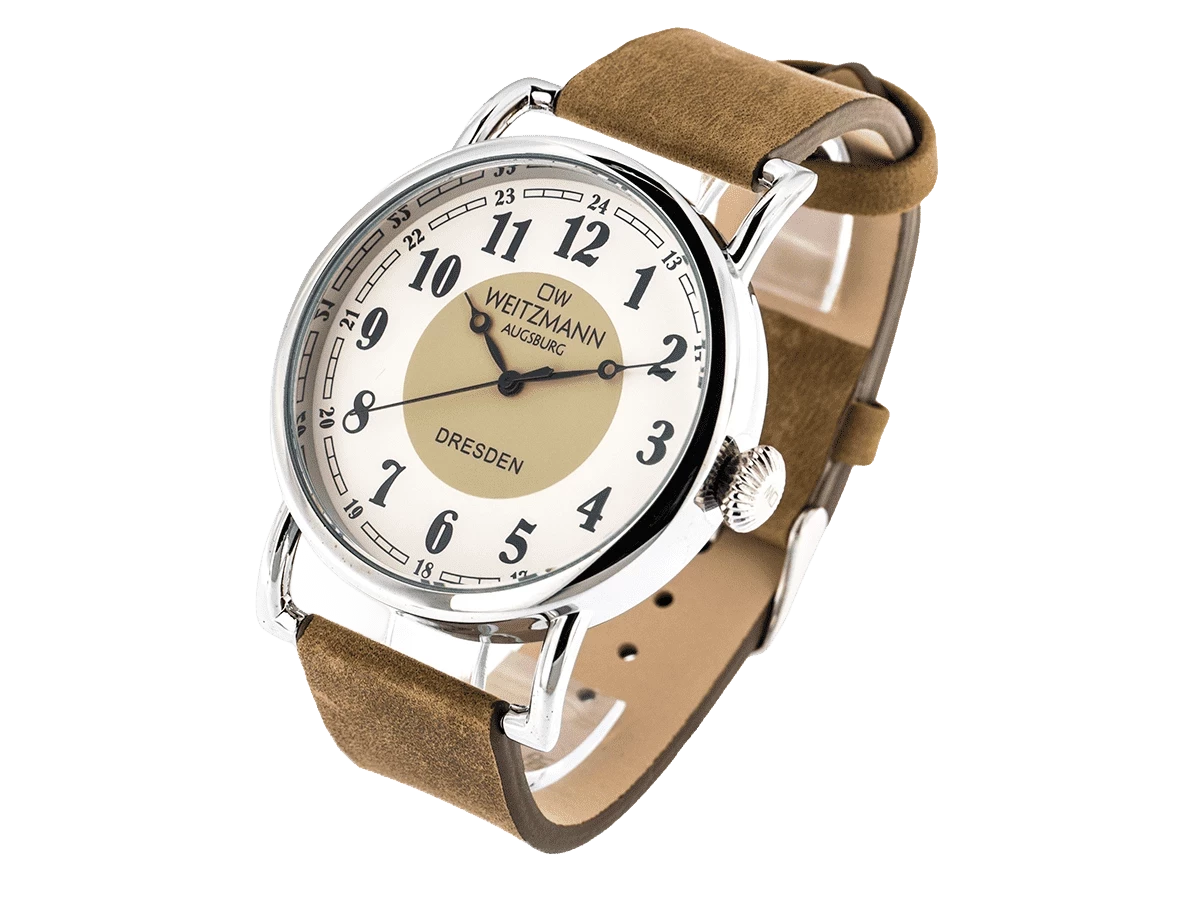 Bundle 3 • Herren-Uhren /// Boston, elegante Herren-Uhr, mit grünem Zifferblatt, mit Edelstahlband / Dresden, nostalgische Vintage-Uhr, Echtlederband hellbraun /  Geschenkt dazu: Speed Camouflage, Hippie-Unisex-Uhr, Look rot - Bild 10