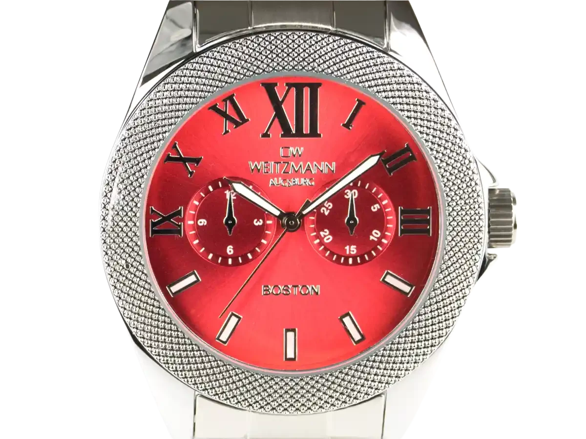 Bundle 4 • Herren-Uhren /// Boston, elegante Herren-Uhr, mit rotem Zifferblatt und Edelstahlband / Classic, klassische Herren-Uhr, mit grünem Zifferblatt, Milanaiseband / Geschenkt dazu: Speed, Unisex Armband-Uhr, gestreiftes Natoband, schwarze Lünette - Bild 3