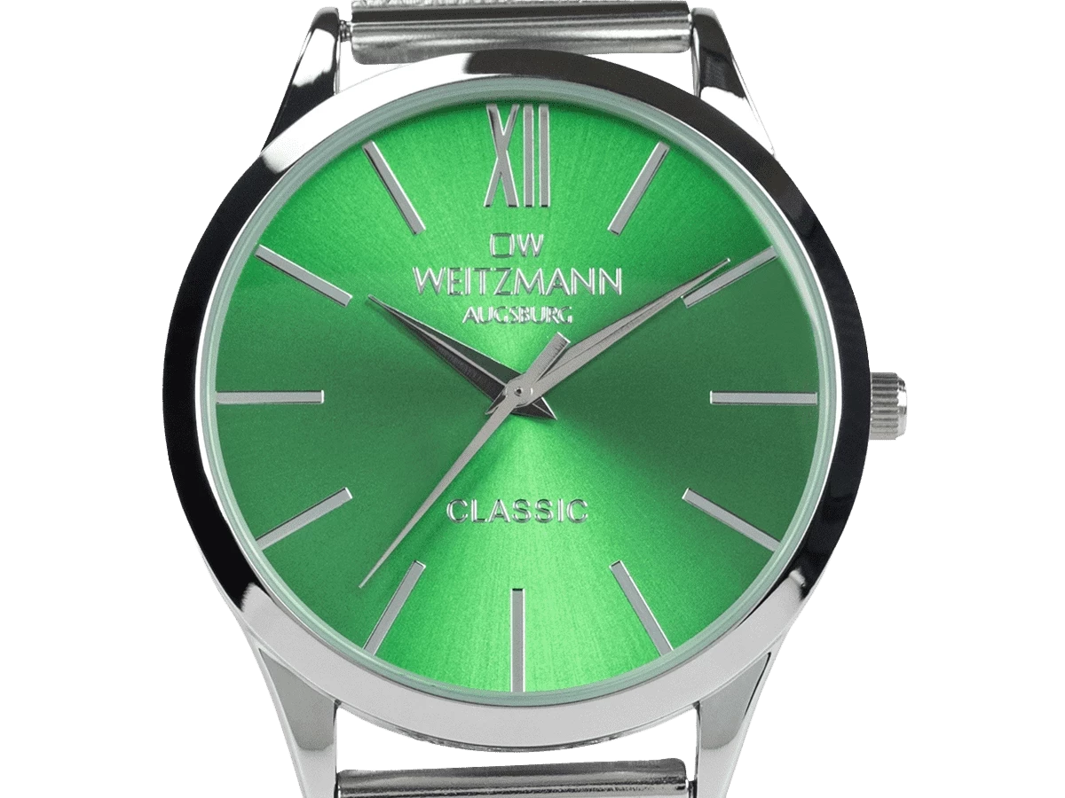 Bundle 4 • Herren-Uhren /// Boston, elegante Herren-Uhr, mit rotem Zifferblatt und Edelstahlband / Classic, klassische Herren-Uhr, mit grünem Zifferblatt, Milanaiseband / Geschenkt dazu: Speed, Unisex Armband-Uhr, gestreiftes Natoband, schwarze Lünette - Bild 9