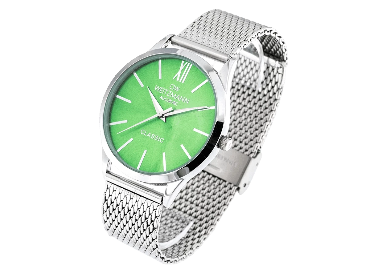 Bundle 4 • Herren-Uhren /// Boston, elegante Herren-Uhr, mit rotem Zifferblatt und Edelstahlband / Classic, klassische Herren-Uhr, mit grünem Zifferblatt, Milanaiseband / Geschenkt dazu: Speed, Unisex Armband-Uhr, gestreiftes Natoband, schwarze Lünette - Bild 10