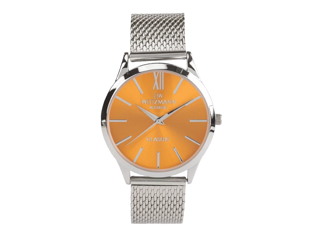 Bundle 5 • Herren-Uhren /// Classic, klassische Herren-Uhr, mit orangem Zifferblatt, Milanaiseband / Cool, attraktive Trend-Uhr, schwarz, Echtlederband blau / Geschenkt dazu: Speed, aktuelle Unisex Armband-Uhr, gestreiftes Natoband, Lünette mint - Bild 2