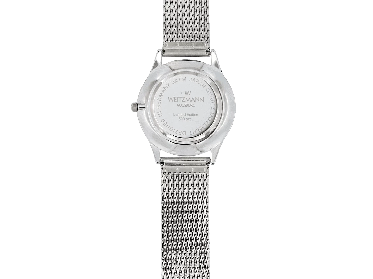 Bundle 5 • Herren-Uhren /// Classic, klassische Herren-Uhr, mit orangem Zifferblatt, Milanaiseband / Cool, attraktive Trend-Uhr, schwarz, Echtlederband blau / Geschenkt dazu: Speed, aktuelle Unisex Armband-Uhr, gestreiftes Natoband, Lünette mint - Bild 7